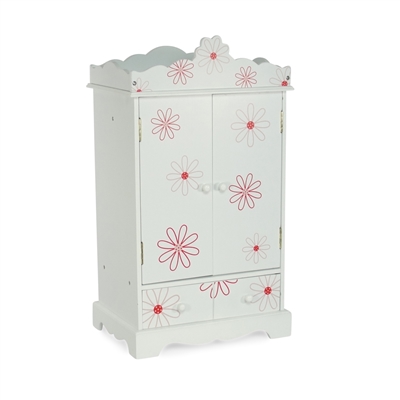 18-Inch Doll Furniture - Armoire with Floral Pattern - fits