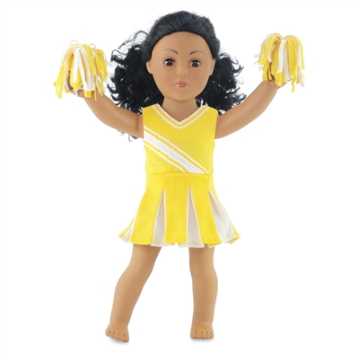 American Girl New York Jets Cheer Uniform 18 inch Doll Clothes with Pom Poms, Green and Black, 5 Pcs, Ages 6+