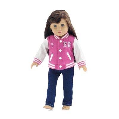 18-Inch Doll Clothes - Varsity School Jacket Outfit with Jeans and T ...