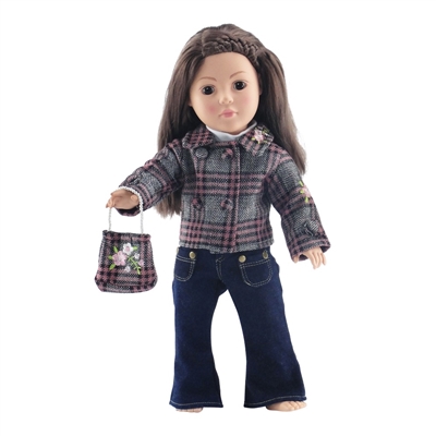 18-inch Doll Clothes - Jeans, Plaid Jacket, Purse, and White Shirt ...